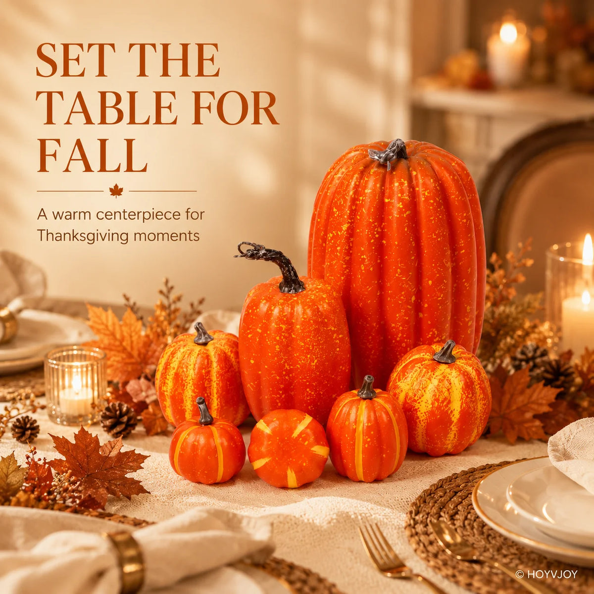 7-Piece Artificial Pumpkin Decor set