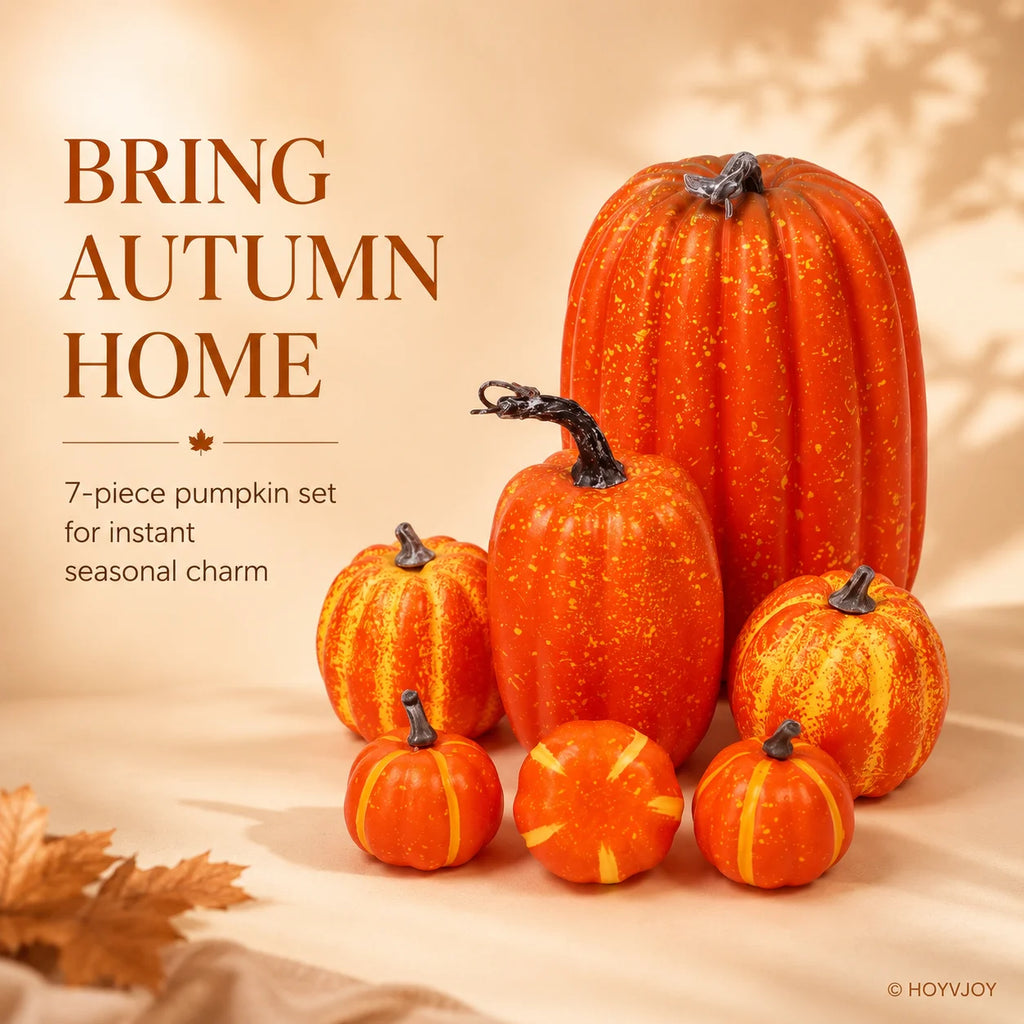 7-Piece Artificial Pumpkin Decor set